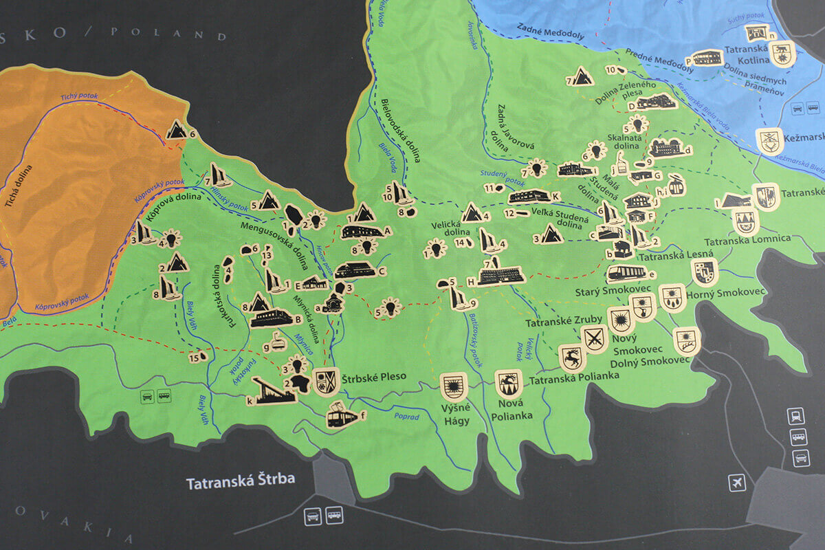 Mappa da graffiare dei Monti Tatra