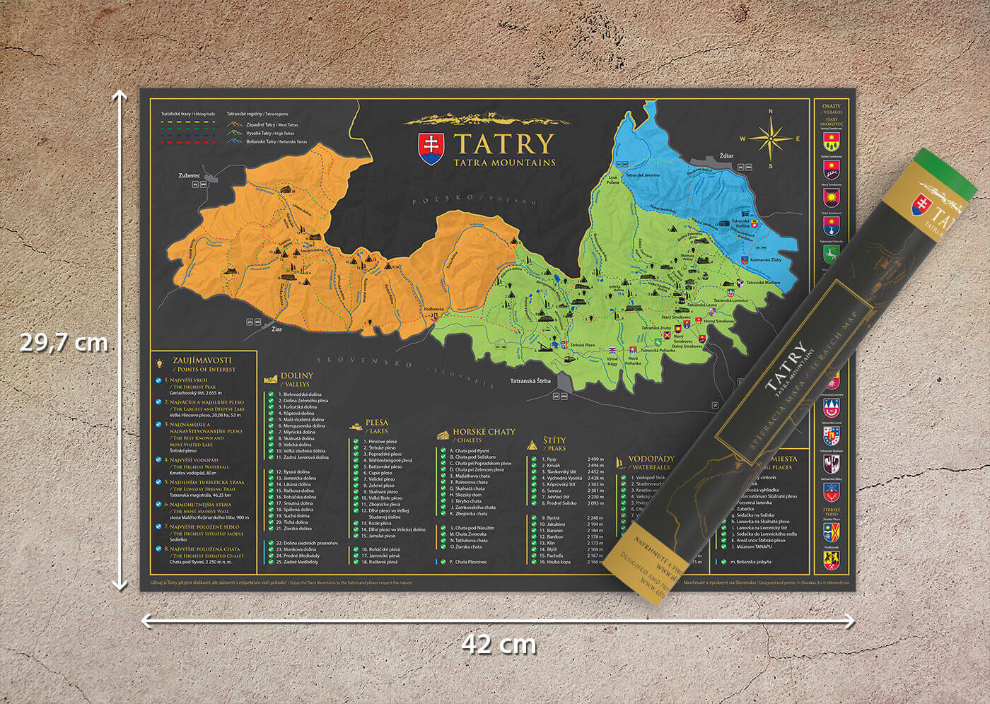 Mappa da graffiare dei Monti Tatra