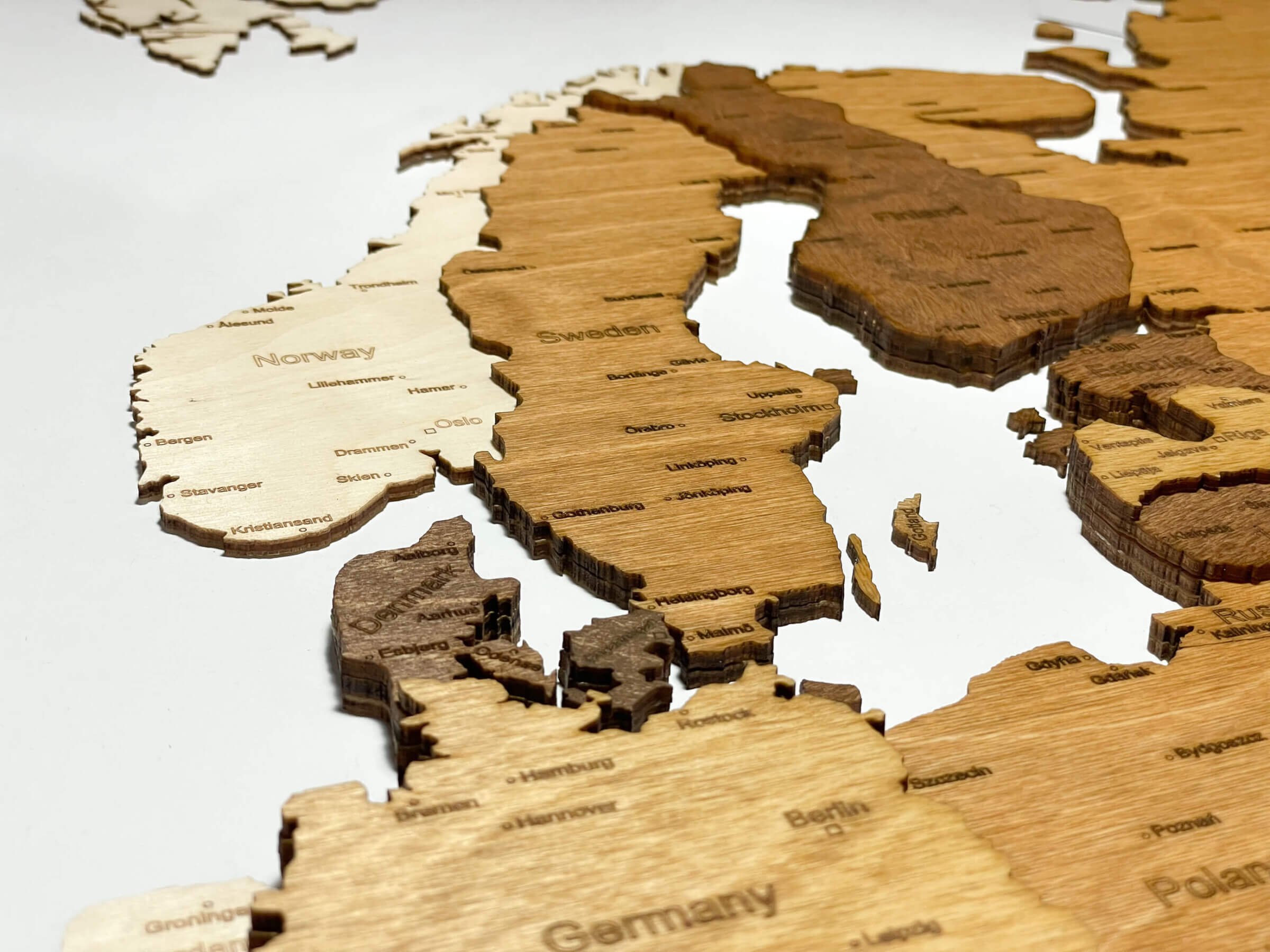 Europa del Nord - Mappa 3D dell'Europa in legno