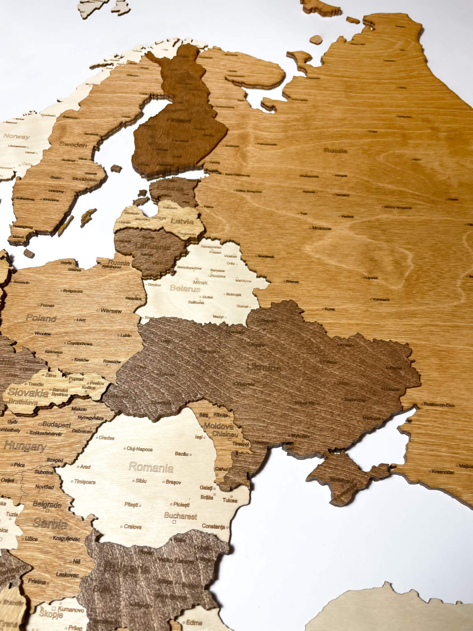 Europa Orientale - Mappa 3D dell'Europa in legno