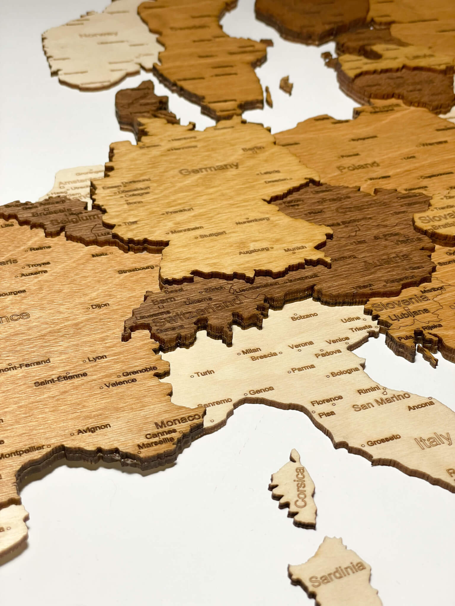 Europa Occidentale - Mappa 3D dell'Europa in legno