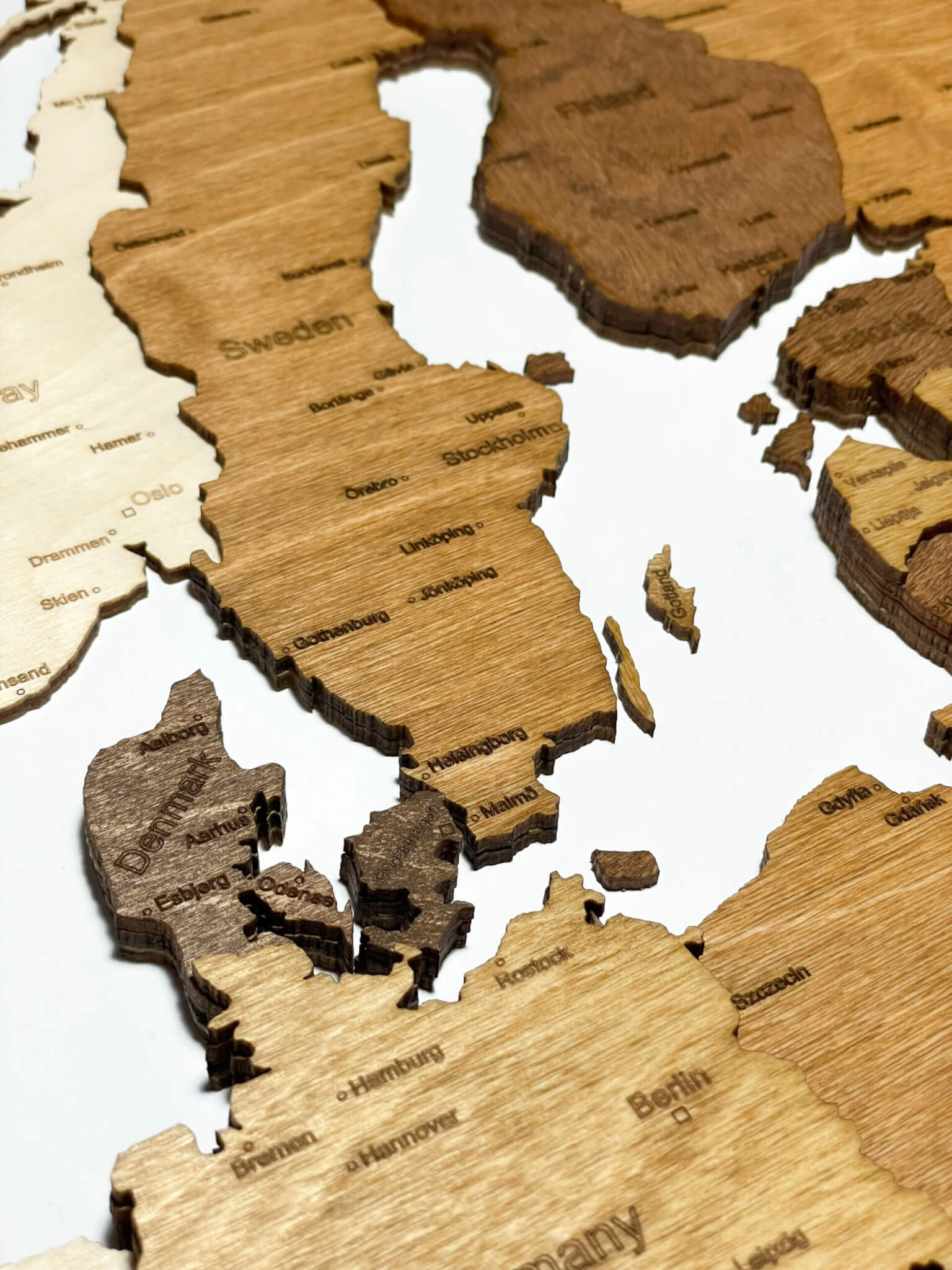 Scandinavia - Mappa 3D dell'Europa in legno