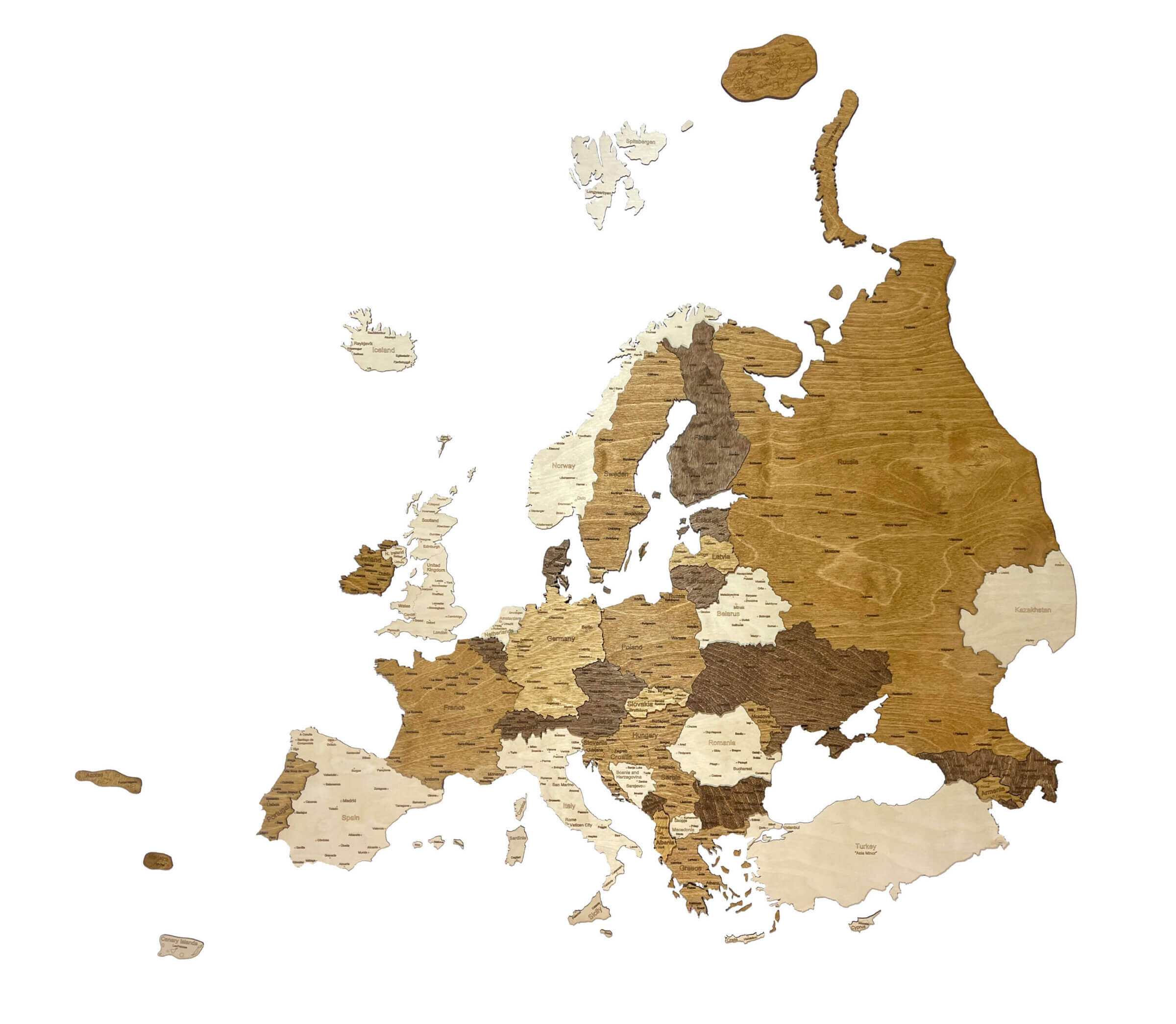3D Mappa della Europa in Legno