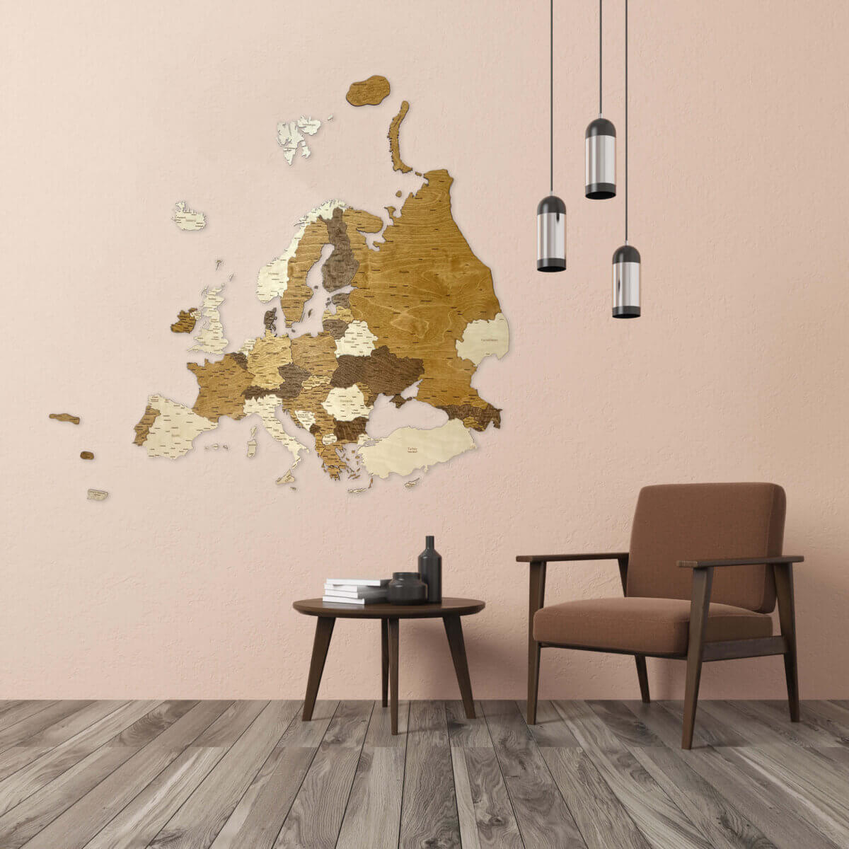 Mappa 3D dell'Europa in Legno - Decorazione da Parete
