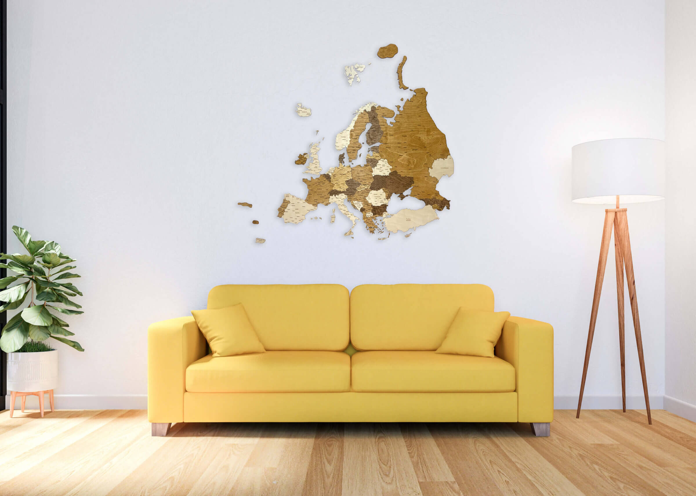 Mappa 3D dell'Europa in legno - Decorazione da parete