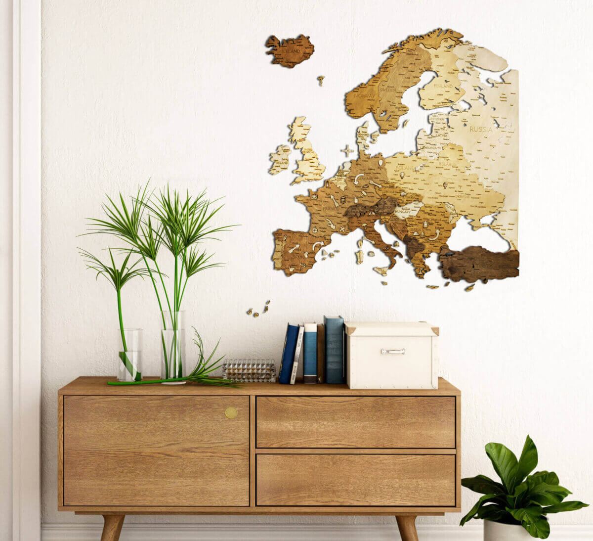 Mappa dell'Europa in legno