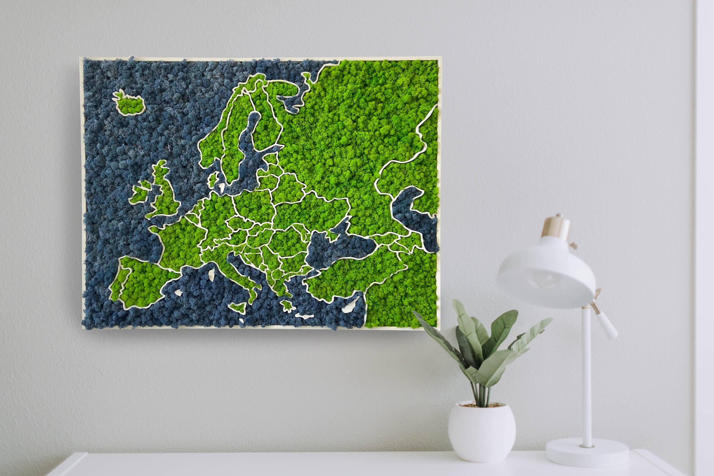 Mappa dell'Europa 3D in Muschio - lichene biologico