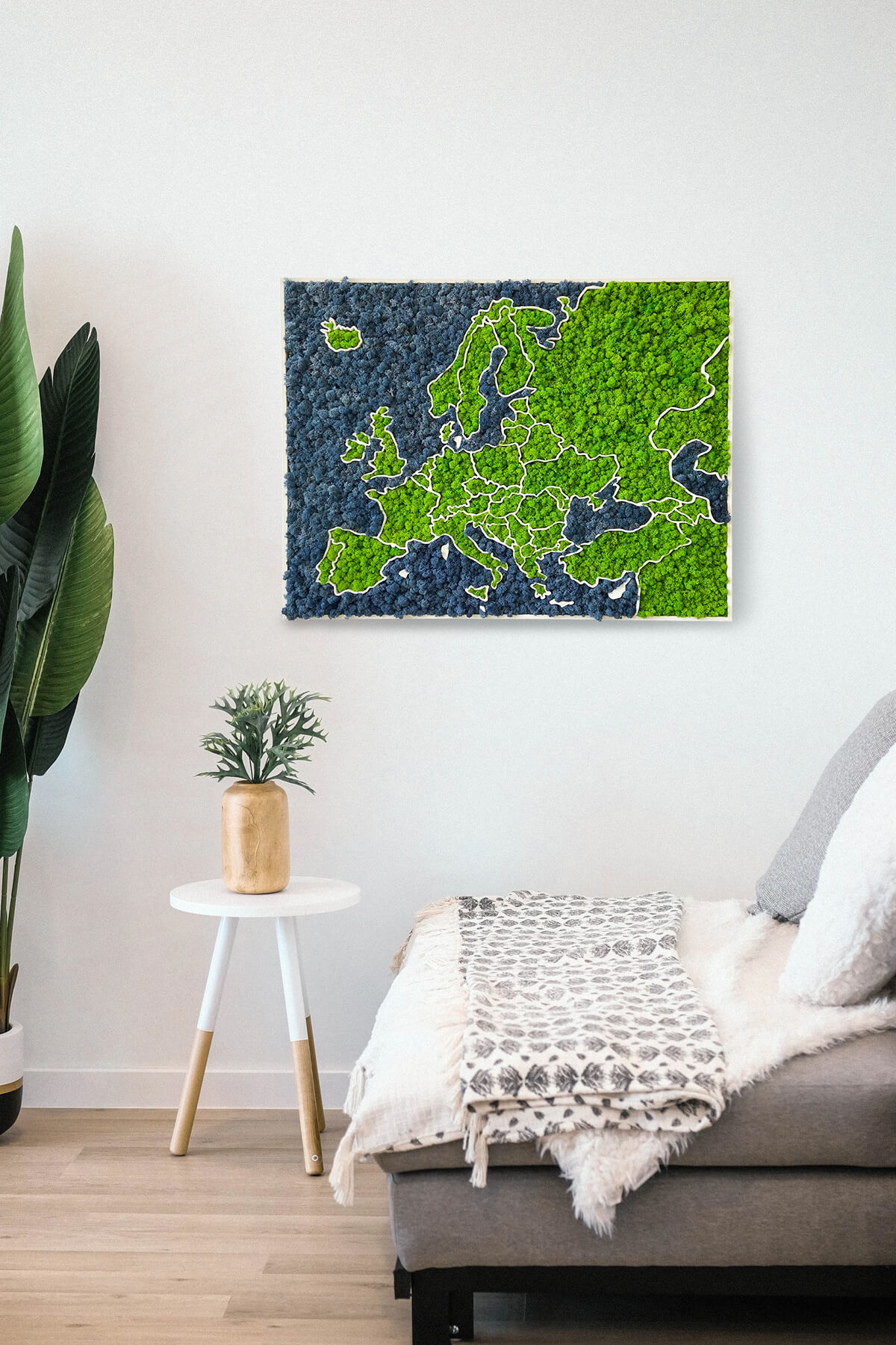 Mappa dell'Europa in Muschio - installazione a parete