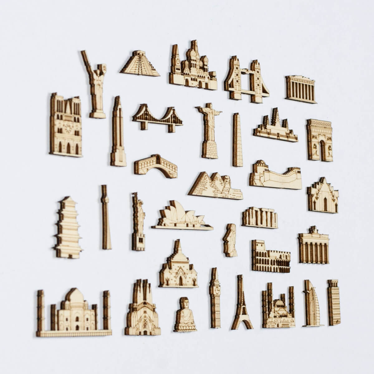 Mini monumenti in legno (adesivi)